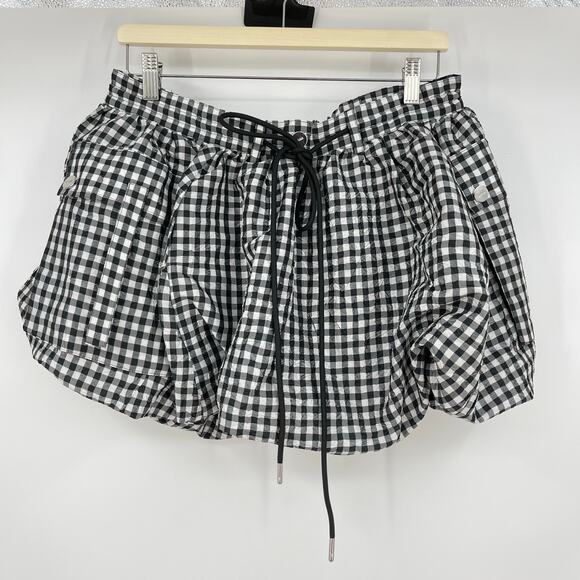 GANNI | NWT Check Mini Bubble Skirt in Black Gingham Taffeta 38 / US 6 - Picture 4 of 14